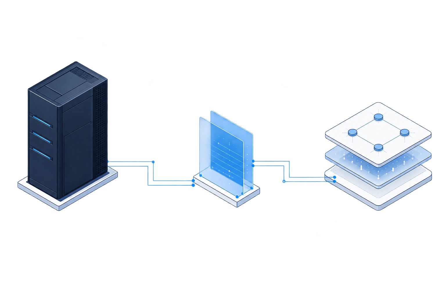 An existing core connected through a blue coexistence bridge to a modern data platform.