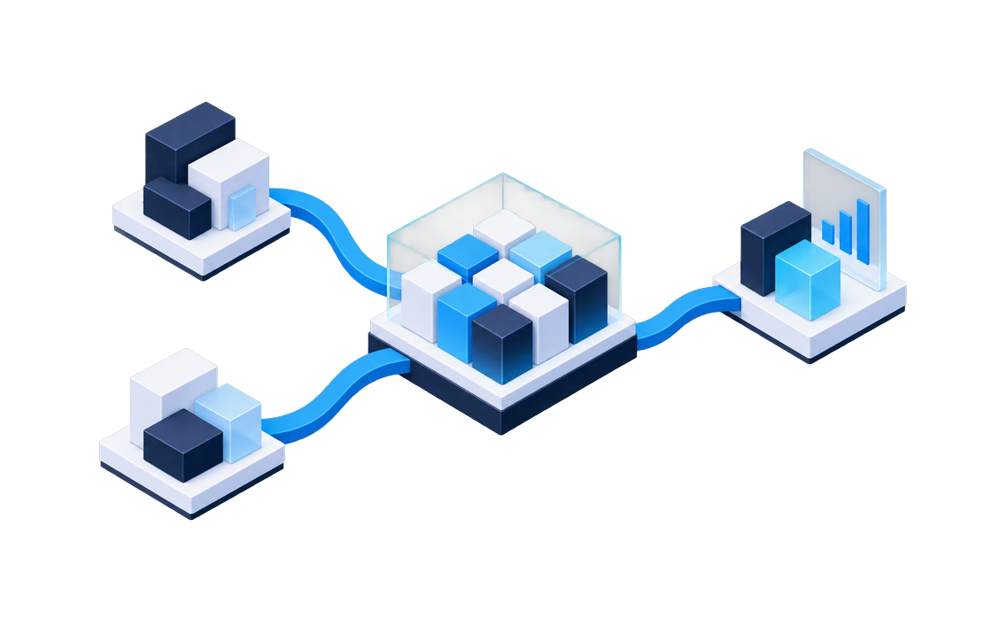 Connected planning models feeding a governed analytics environment and management dashboard