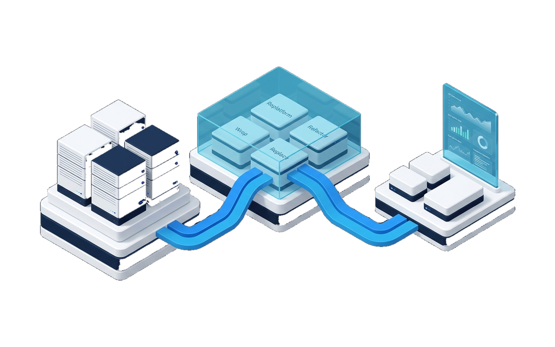 Established applications connected to modern services through a hybrid platform layer