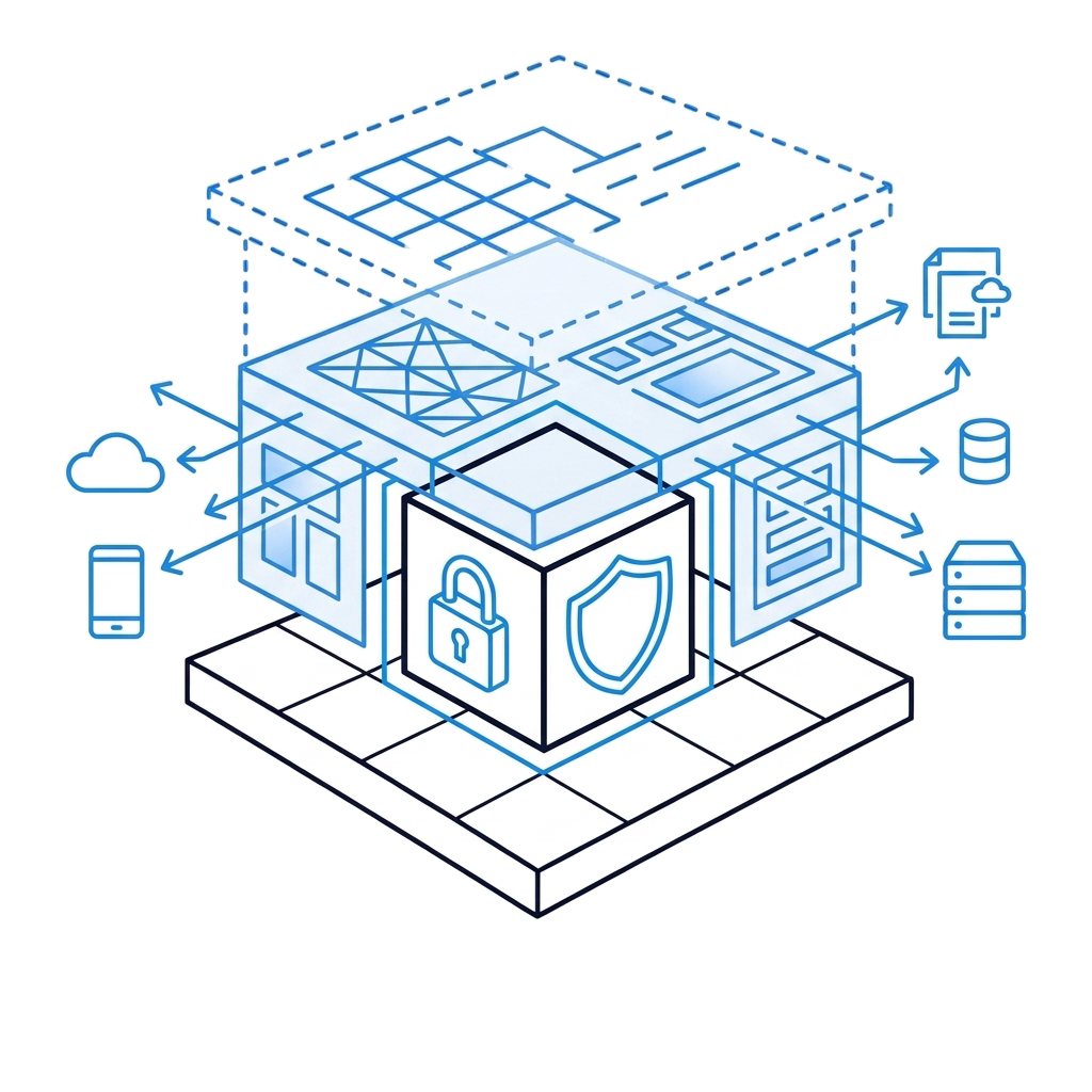 In-place integration wrapping legacy core systems with secure API connections